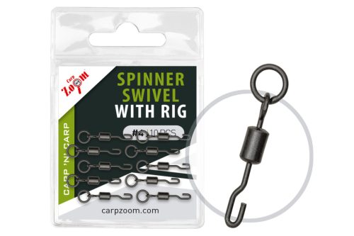Carp Zoom Spinner Swivel mikrogyűrűs gyorskapocs, #7, matt fekete, 10 db